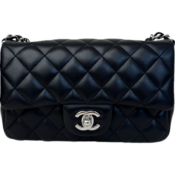 Chanel Lambskin Quilted Mini Rectangular Flap Black