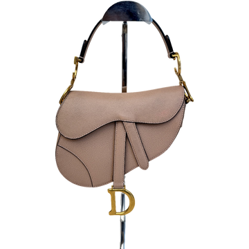 Christian Dior Saddle Bag With Strap Warm Taupe Grained